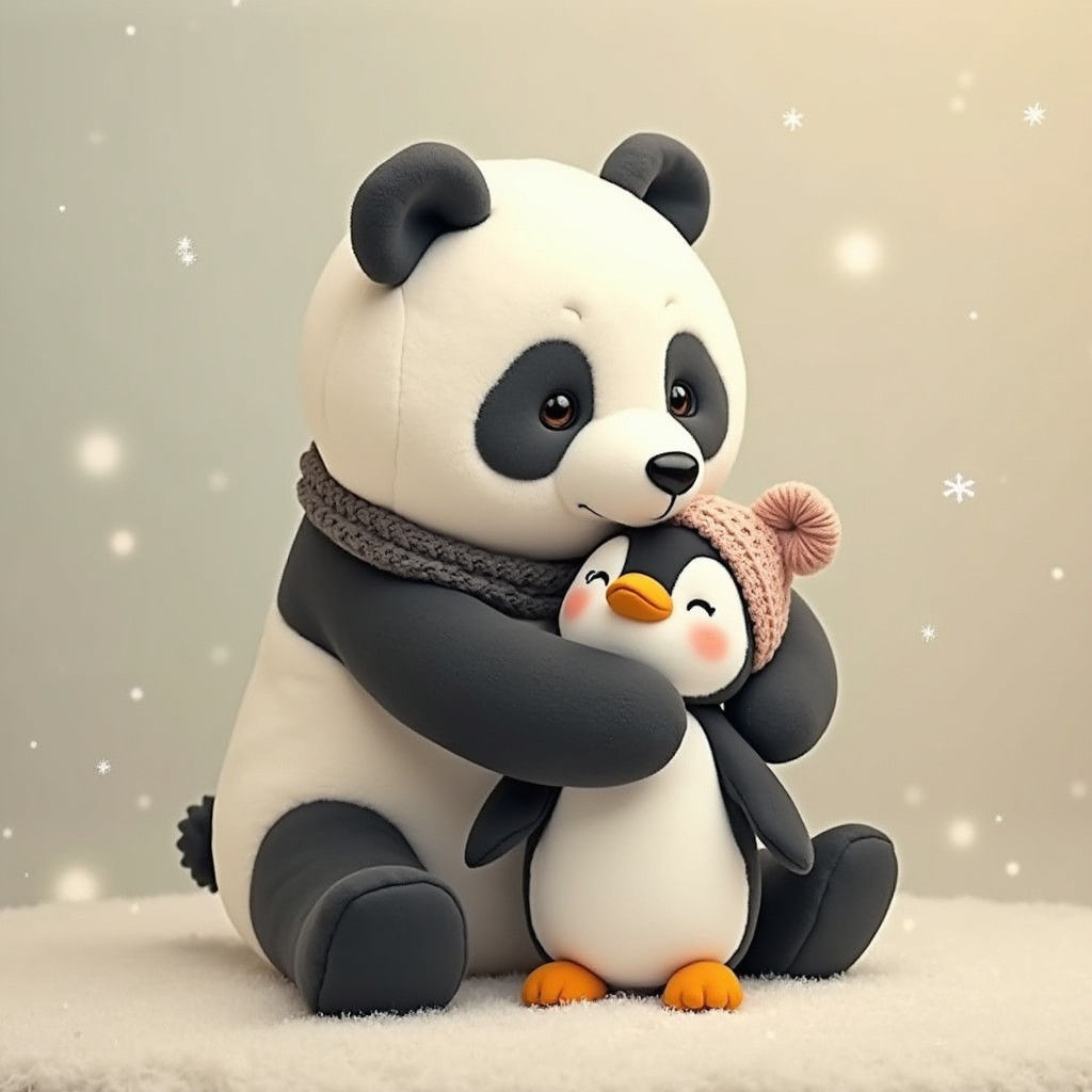 Panda Bear Mom and Penguin Ice Skating Adventure
