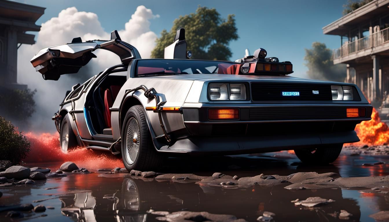 DeLorean Back to the Future Matte Painting