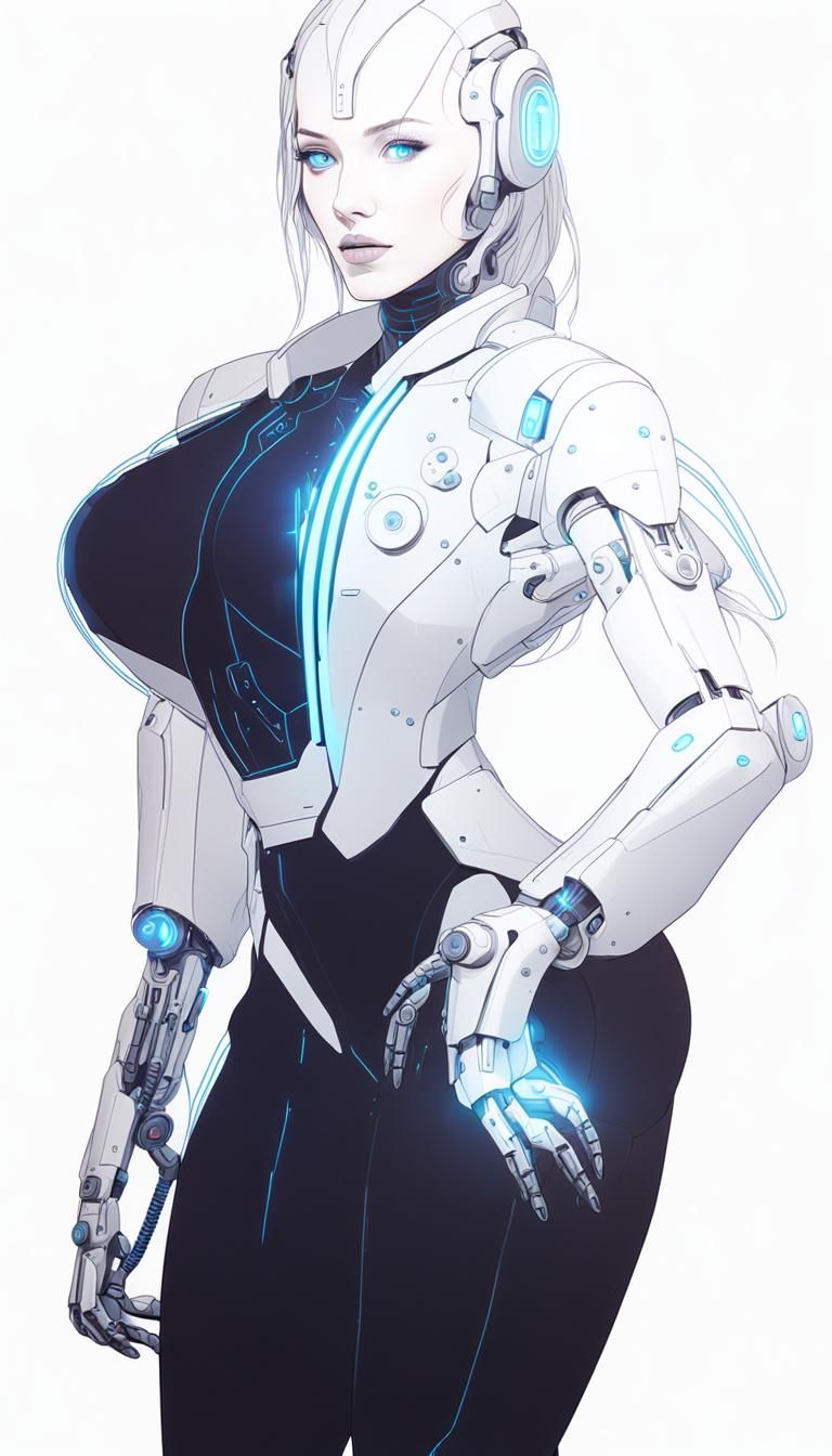 Neon Noir Robogirl in Dimly Lit Alleyway