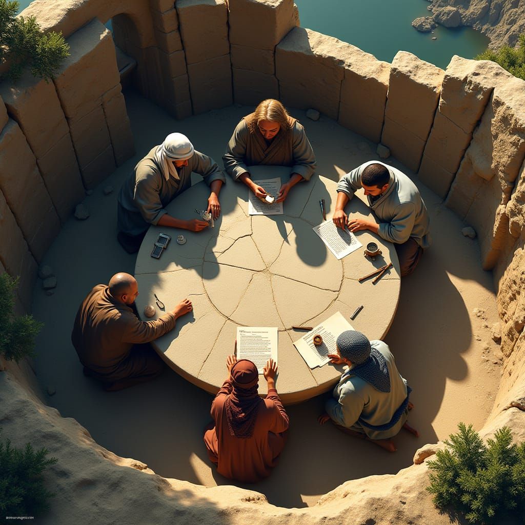 Earthy Mountain Gathering: Bird's-Eye Matte Painting