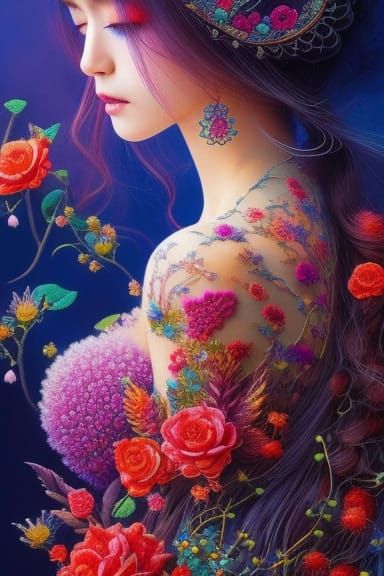 Woman in Embroidered Lizard Dress, Anime Key Visual