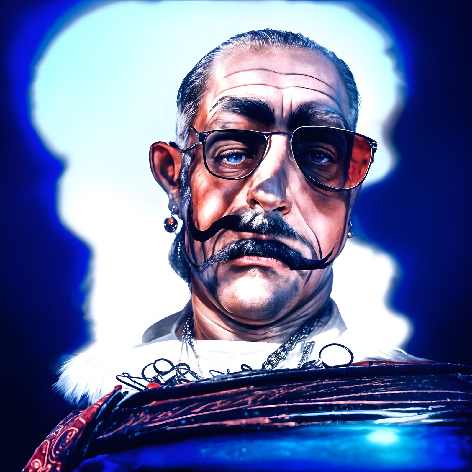 Tacky Mafia Boss Portrait in Gouache Style