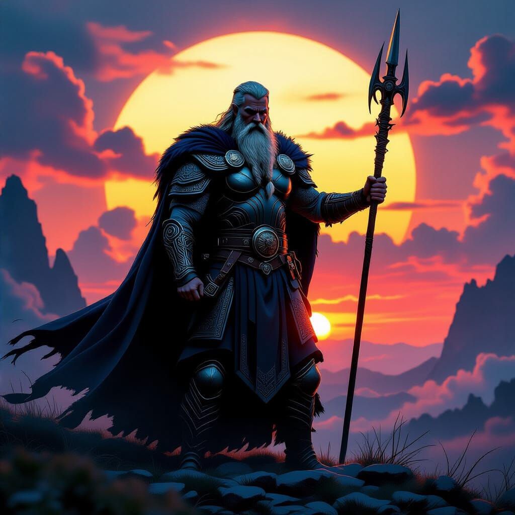 Odin, Norse God, in Heroic Digital Painting