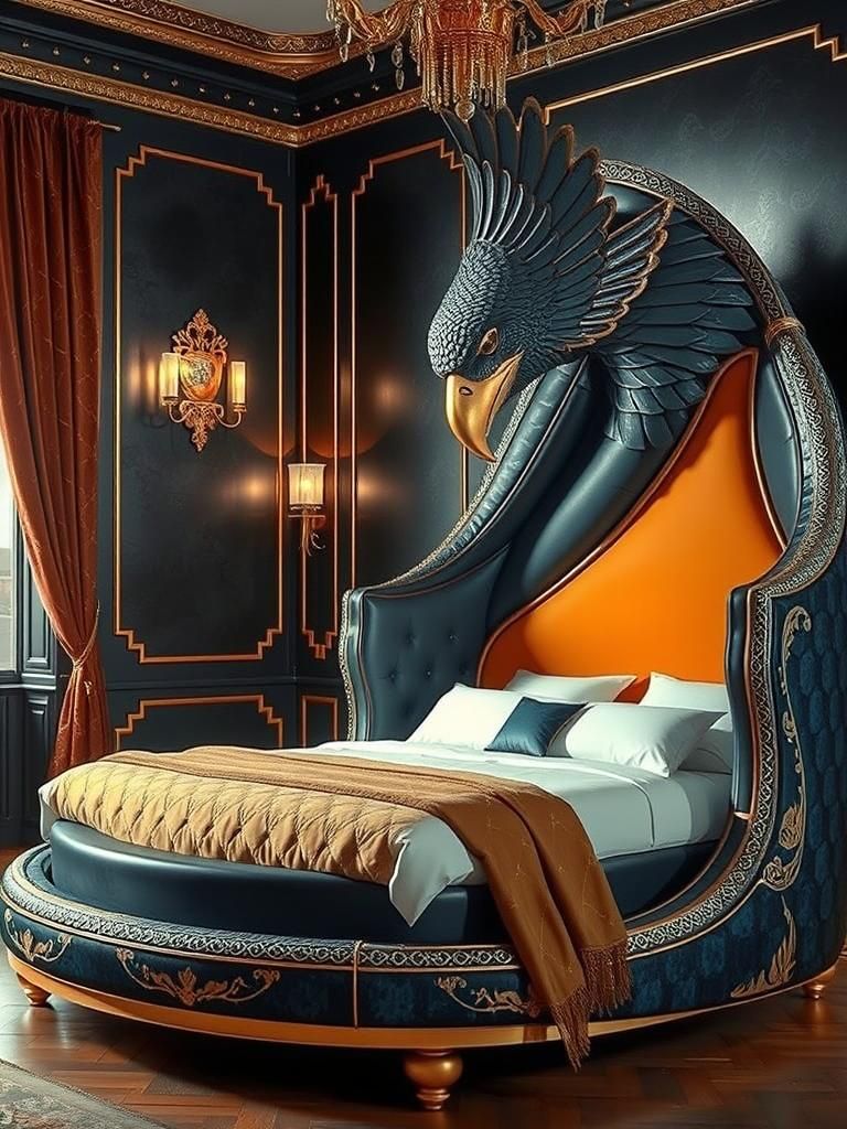 Art Deco Luxury Bedroom Interior Design with Eagle Bed