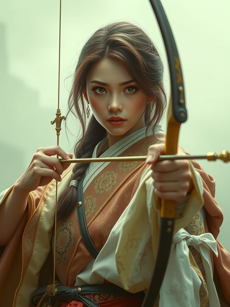 Elegant Female Archer in Digital Art Style