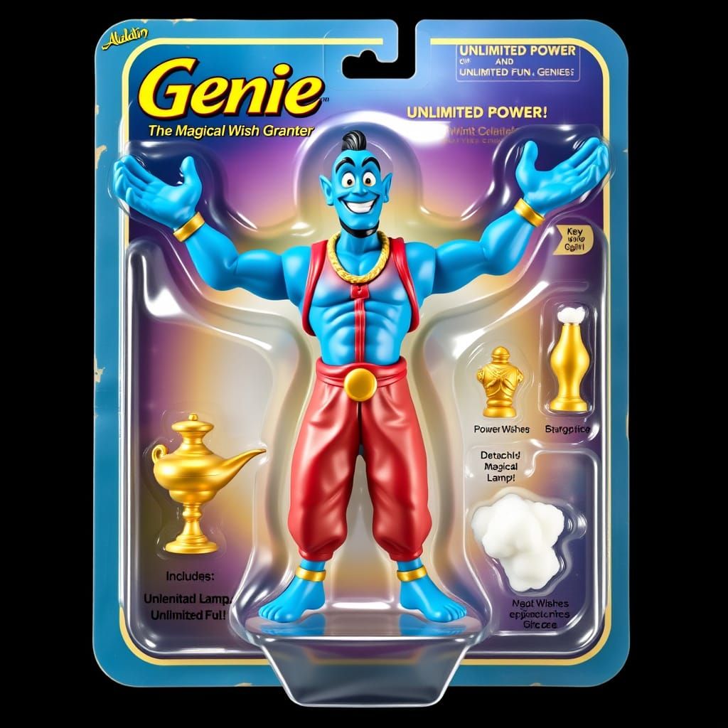 Vintage-Style Genie Action Figure in Whimsical Pose