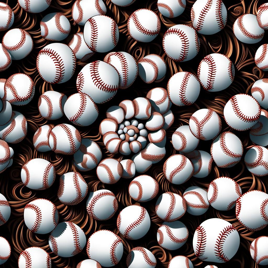 Baseballs Spiral from Glove: Abstract Vector Fractal Art