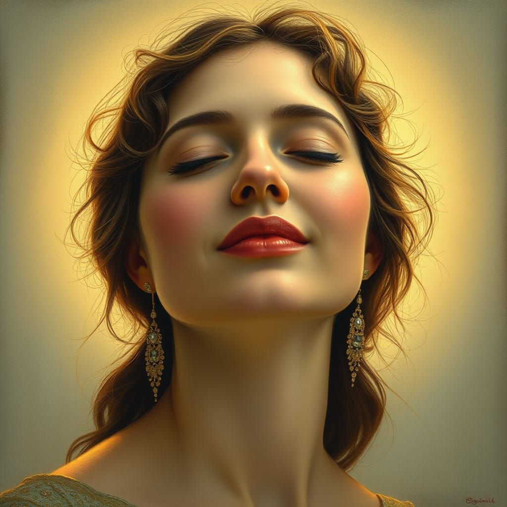 Enigmatic Woman in Golden Haze