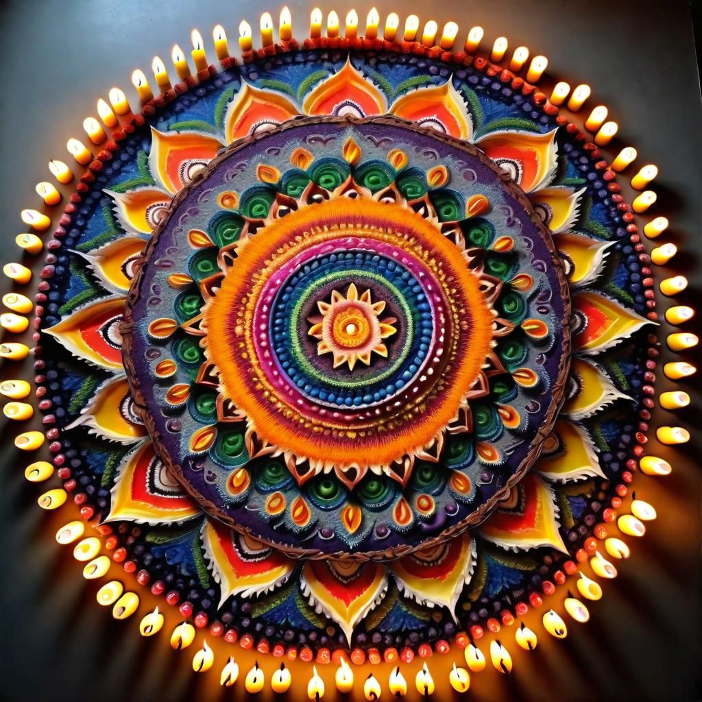 Radiant Candle Mandala: Intricate Digital Art