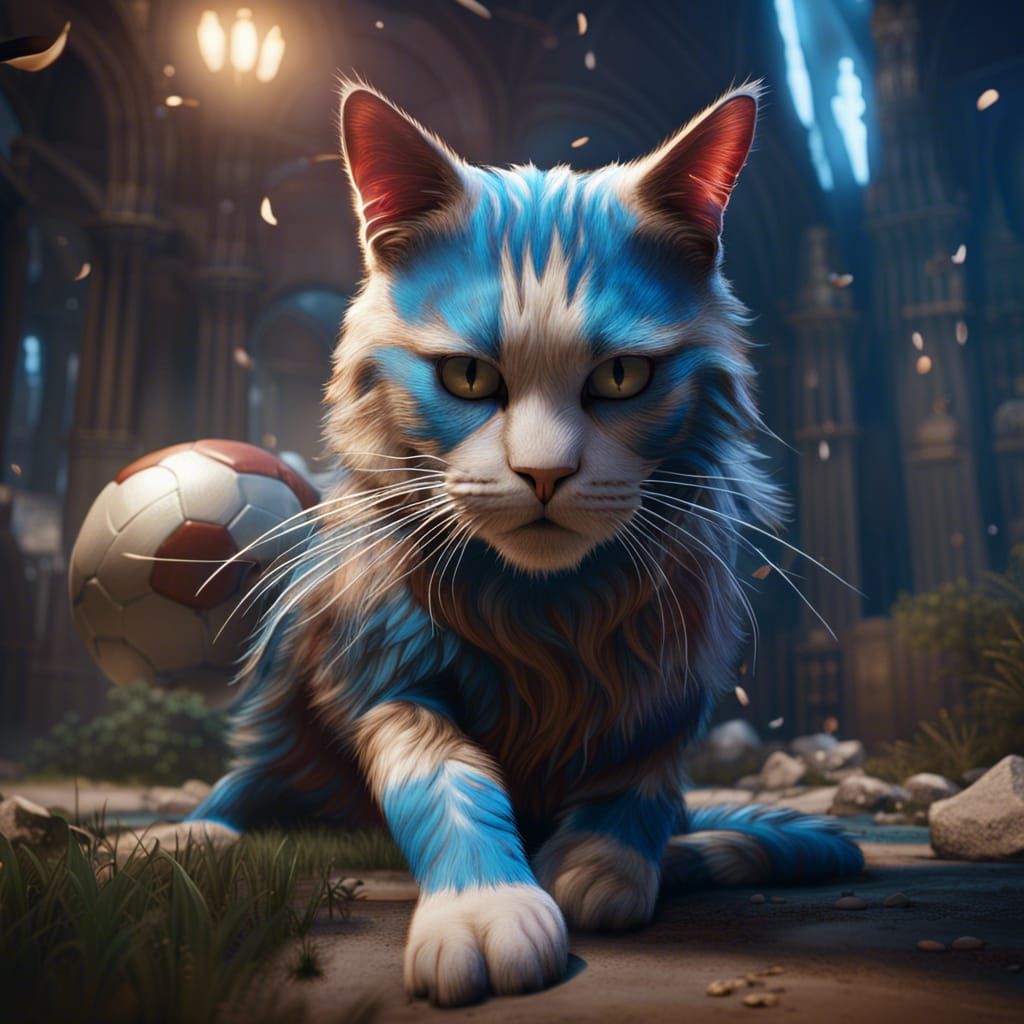 Messi as a Cat: Detailed Matte Painting