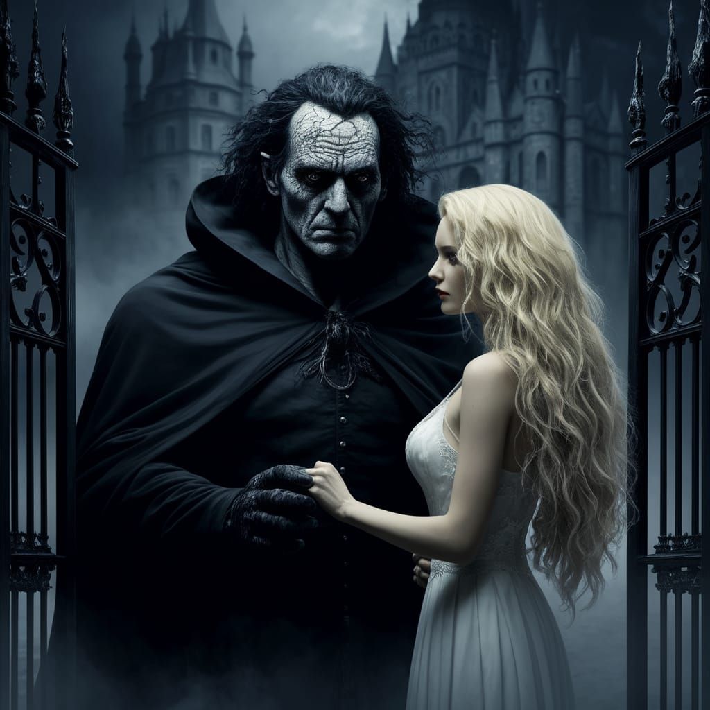 Mysterious Dark Lord Greets a Blonde Beauty in a Haunting Ca...