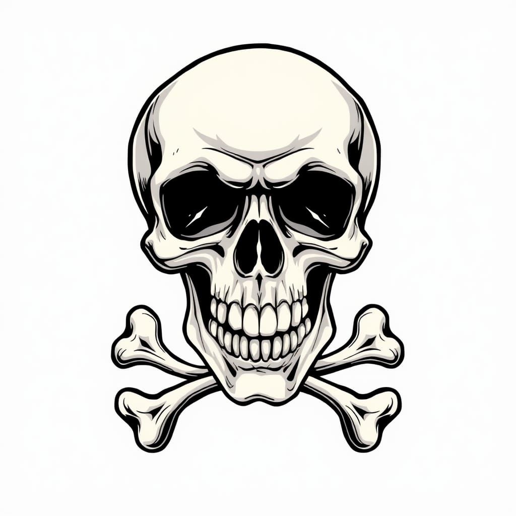 Cartoon Skull and Crossbones Graphic Design