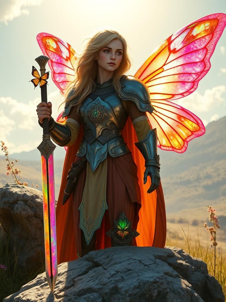 Rainbow Fairy Paladin in Sun-Drenched Meadow