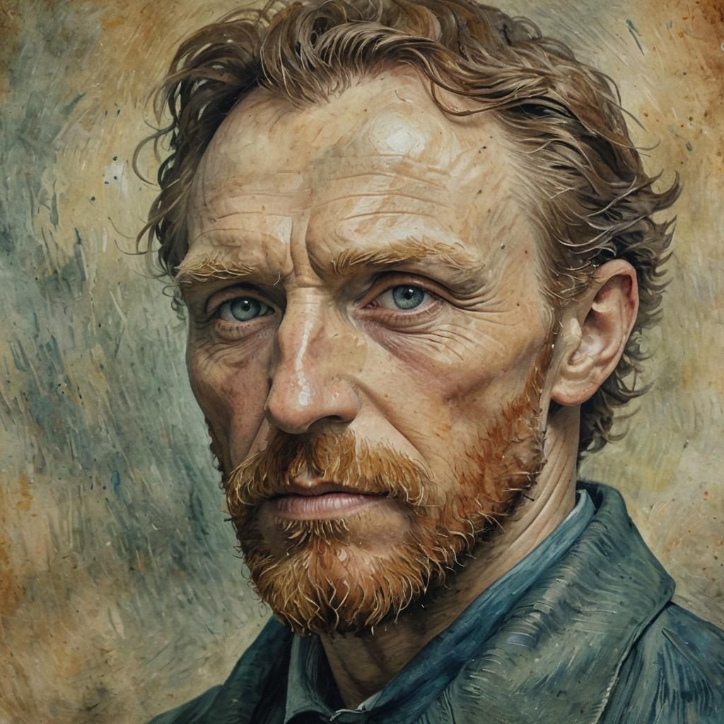 Eerie Close-Up Portrait as Impasto Watercolor