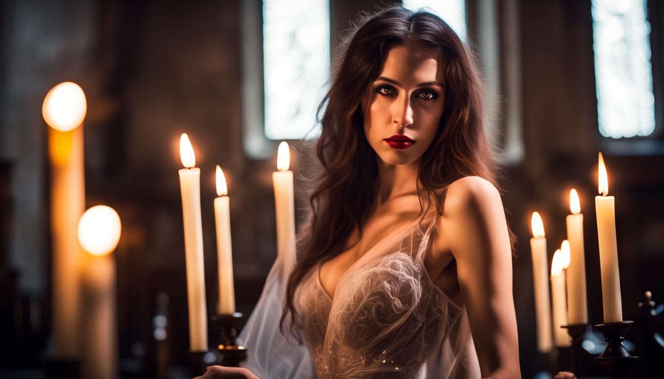 Sensual Brunette: Good vs Evil in Church