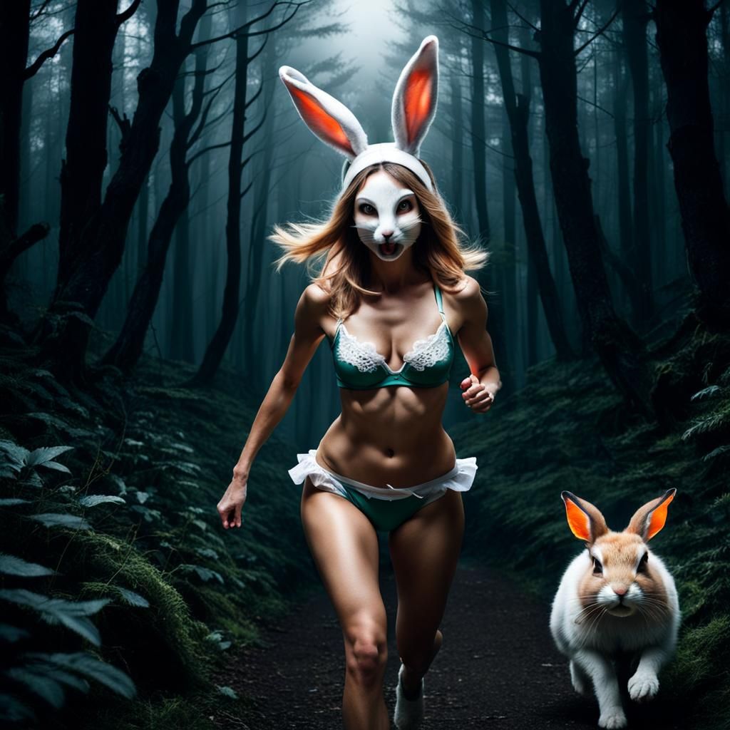 Fierce Forest Fugitive: Rabbit Goddess Escapes Dark Huntress