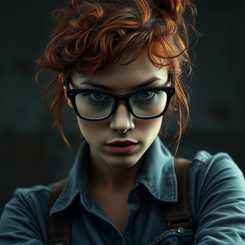 Hyperrealistic Portrait of Woman with Red Hair