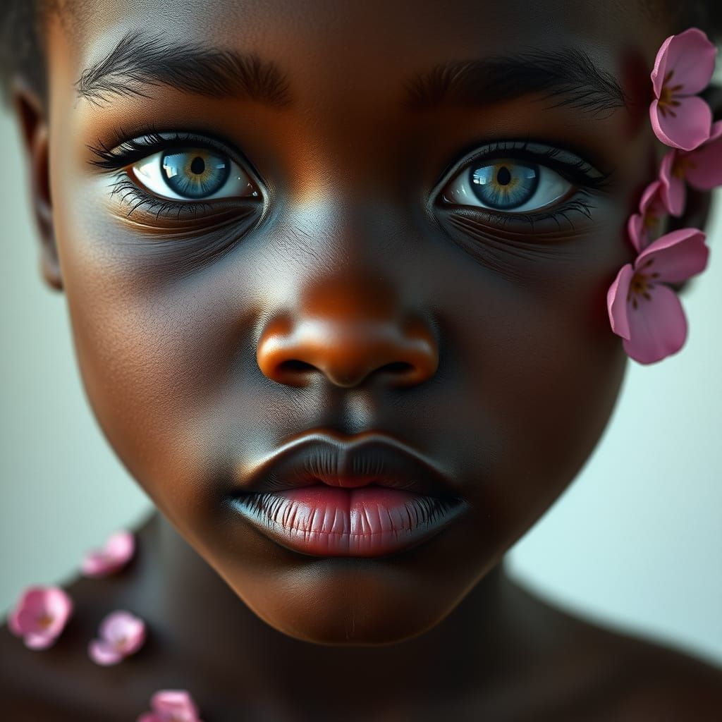 Hyper-Realistic Portrait of a Black Young Girl in Exquisite ...