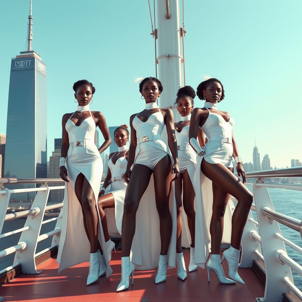 Elegant Black Women in Futuristic New York City