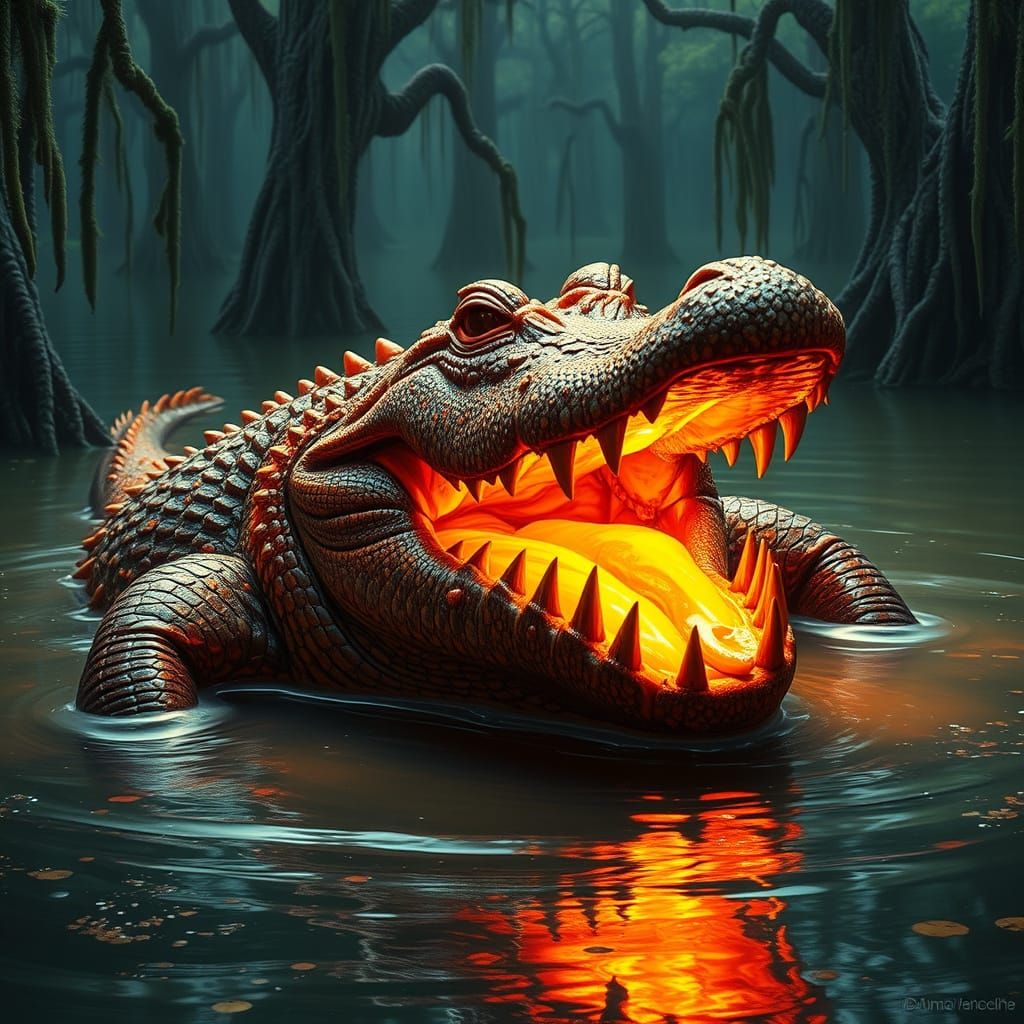 Surreal Torito Devours Alligator in Bayou