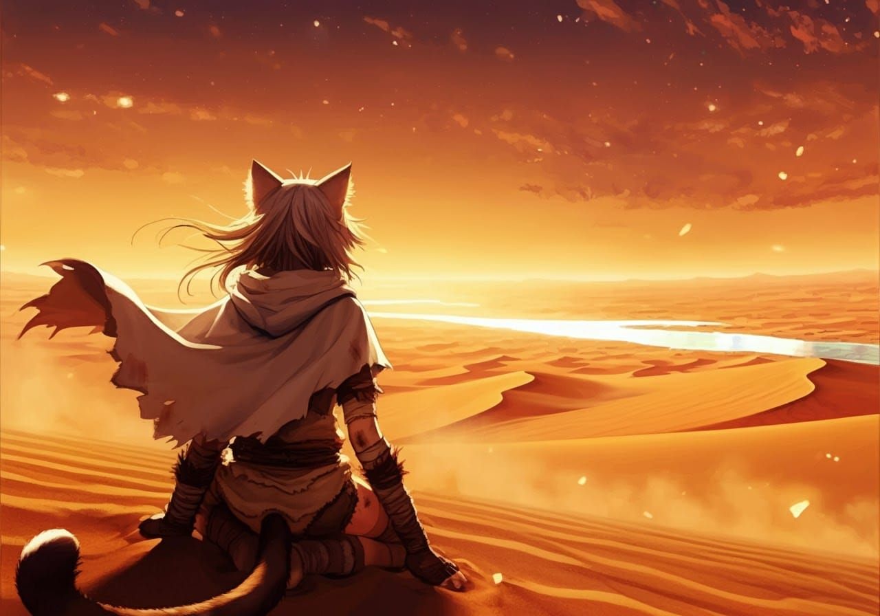 Fantastical Desert Realm in 3D Anime Style