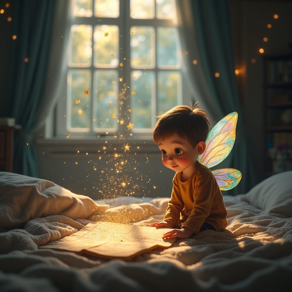 Ethereal Fairy in Stardust, Miyazaki-Inspired Dreamscape