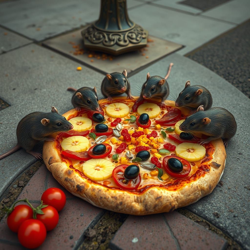 Pizza Topped with Everything, Eaten By Rats