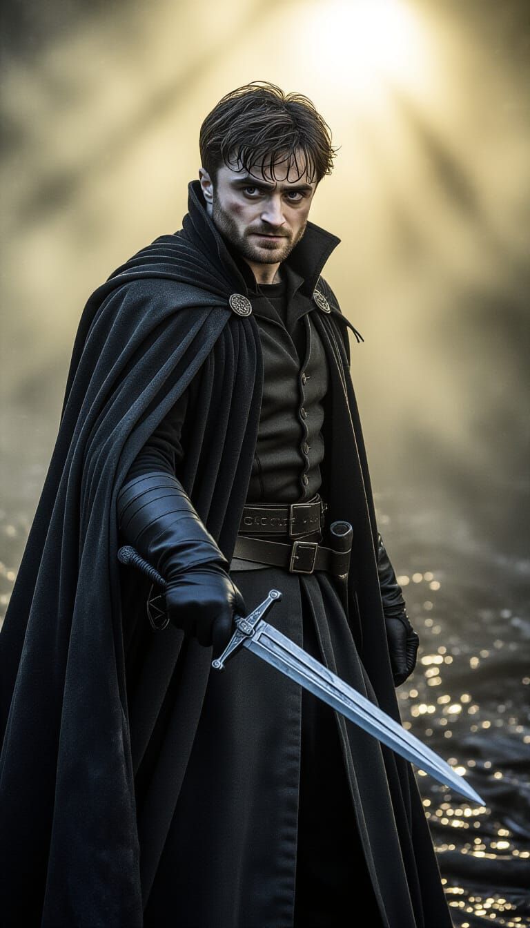 Dark Sorcerer with Dagger in Cinematic Film Still