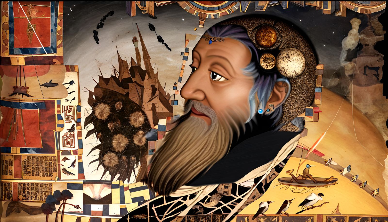 Alien King Portrait from Antiquated Planetary Culture