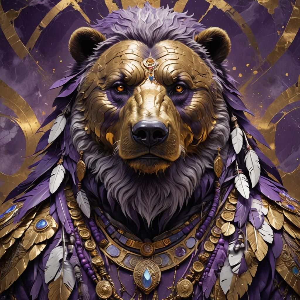 Ancient Bear Native American Chief in Hyperrealistic Style