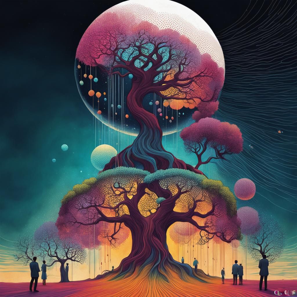 A vibrant shower curtain designed by Erik Nitsche, utopiapun...