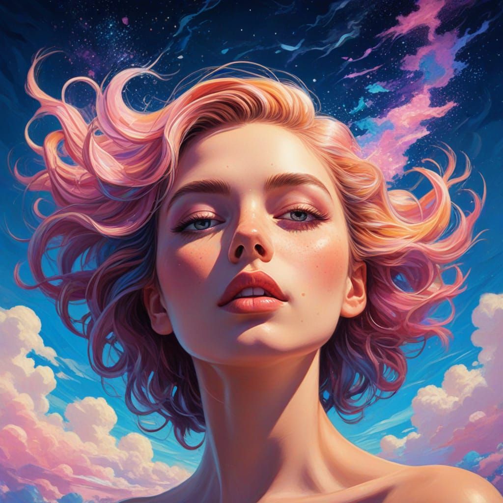 Celestial Dream Goddess in Azure Oasis