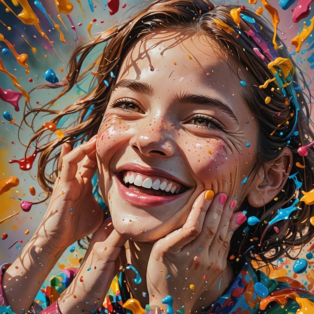 Hyperrealistic Moment of Kindness: A Colorful Splash Art Ima...