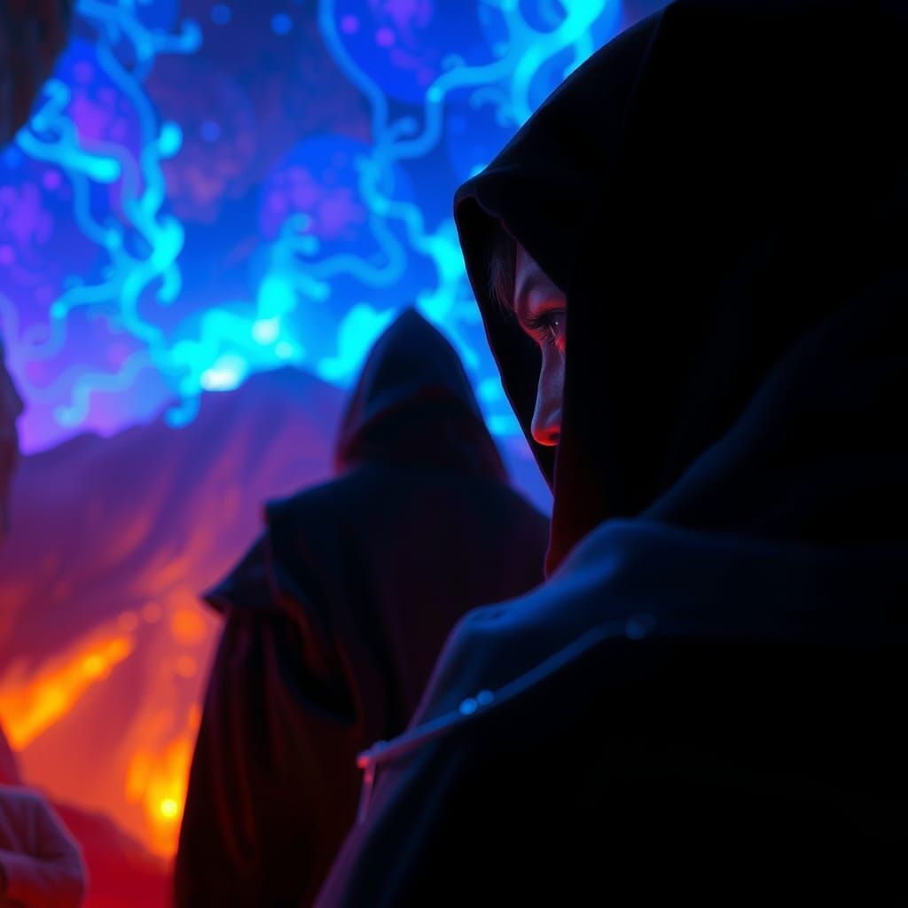 Shadowy Figure Observes in a Dreamlike Landscape