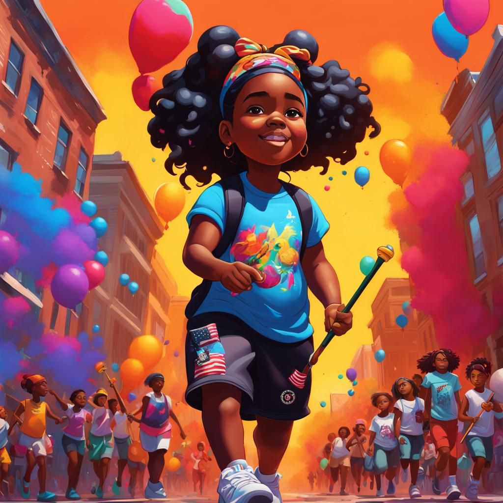 Juneteenth Freedom Parade in Graffiti Art Style