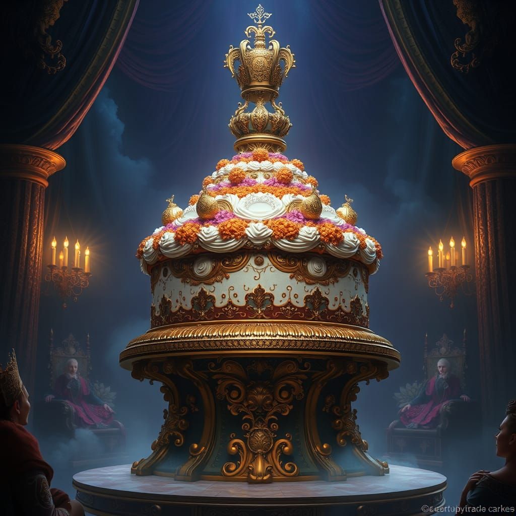 Majestic Cat Queen Cake with Blueberry Cream