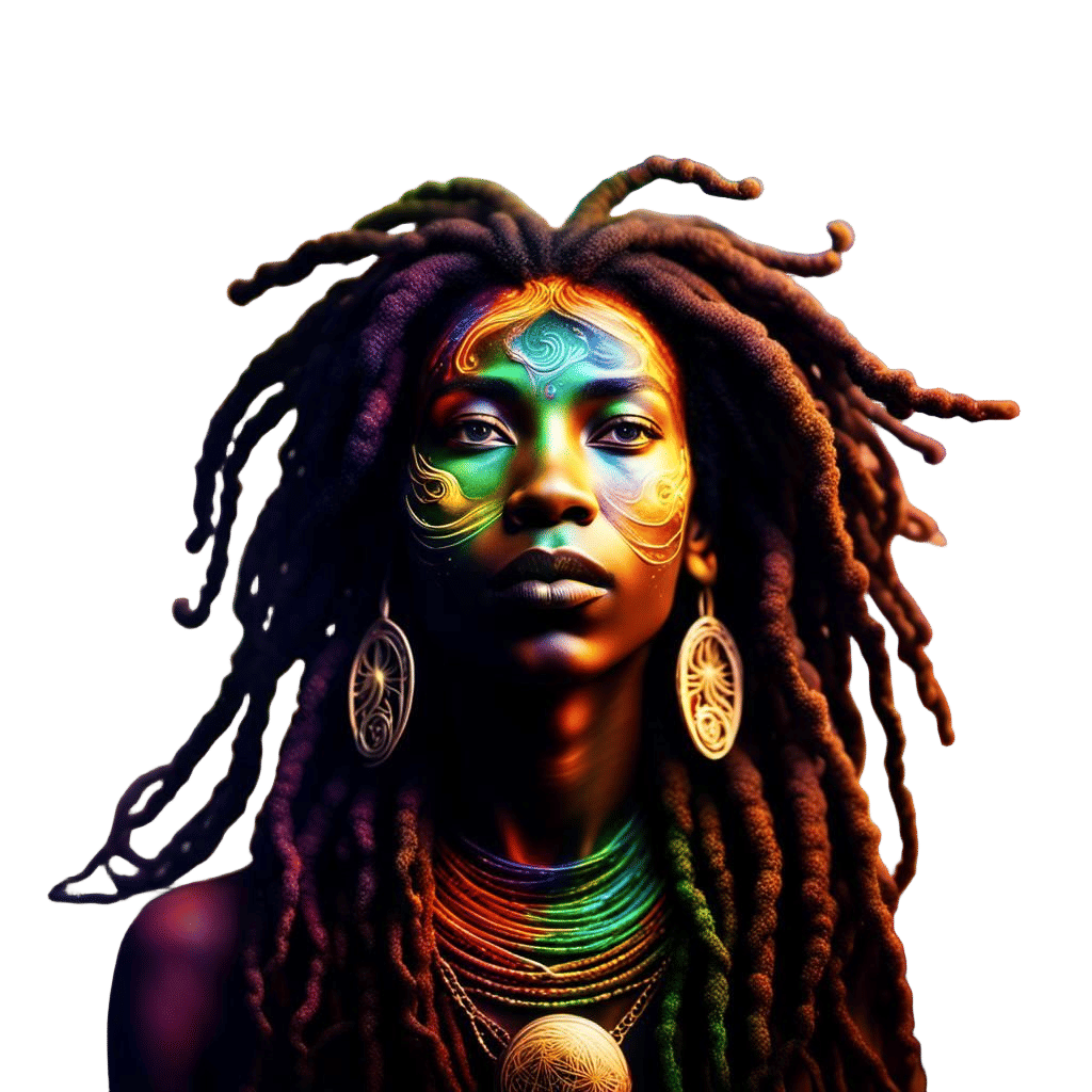 Cosmic Rasta Goddess in Nebula Frenzy
