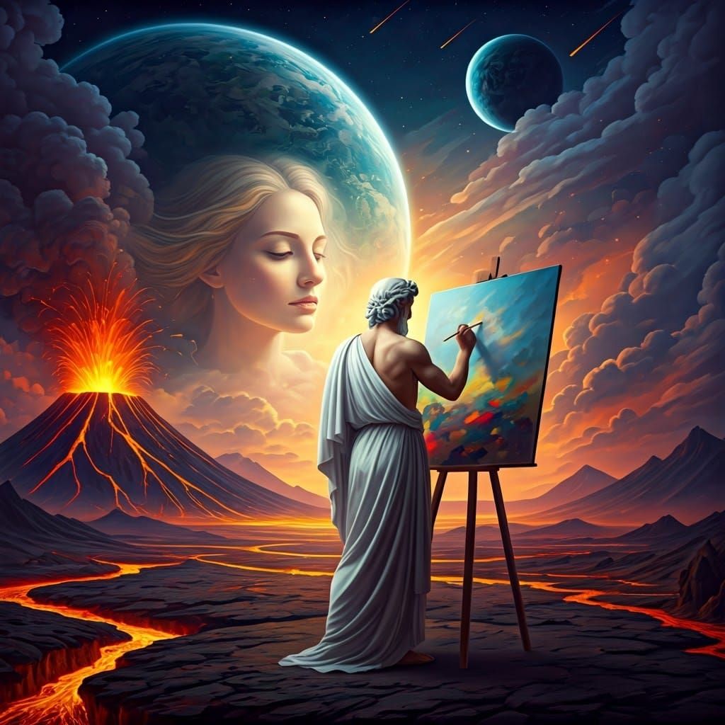 Classical God Creates Celestial Beauty in Vibrant Colors