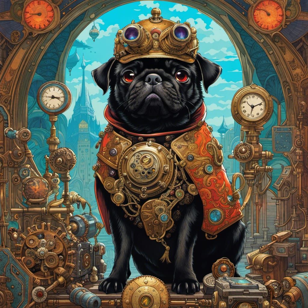 Steampunk Pug Fantasy Masterpiece