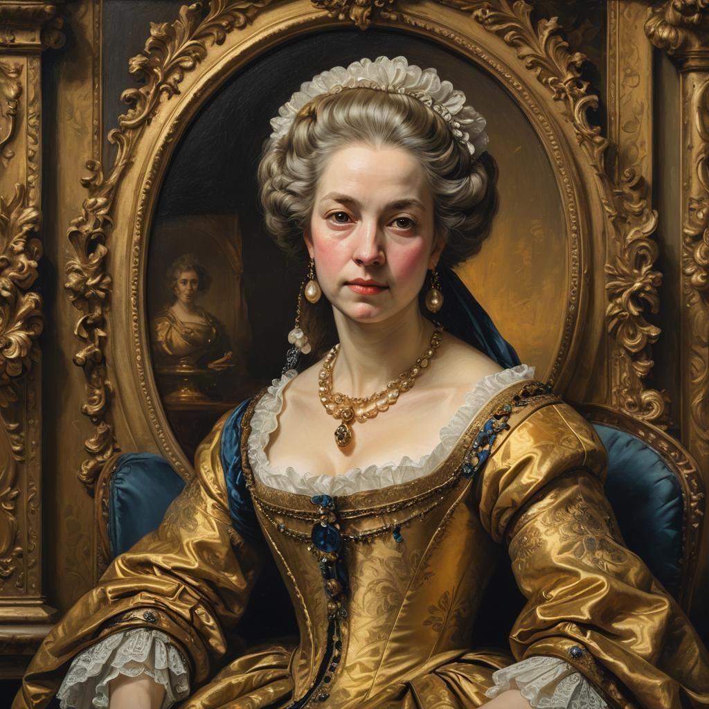 Baroque Portrait of a Noblewoman in Golden Light