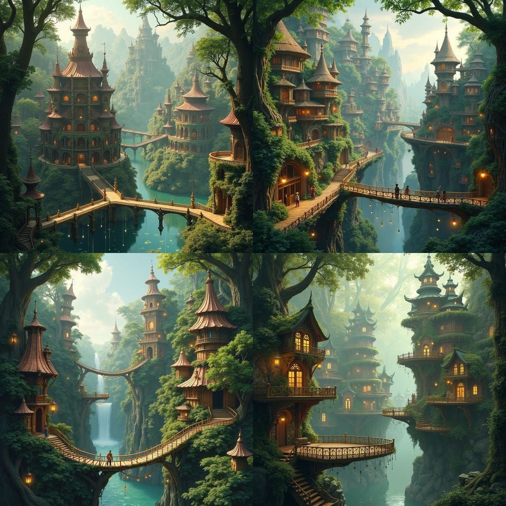 Whimsical City Blends Wood and Magic in Lush Forest