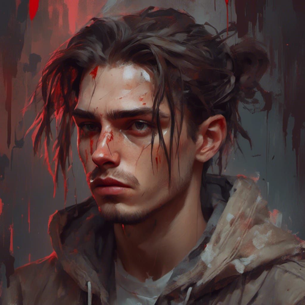 Macabre Portrait of a Young Man in Artgerm Style