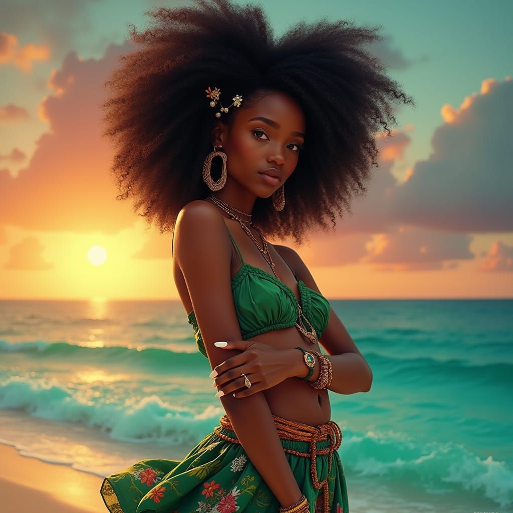 Afro Goddess in Tropical Paradise