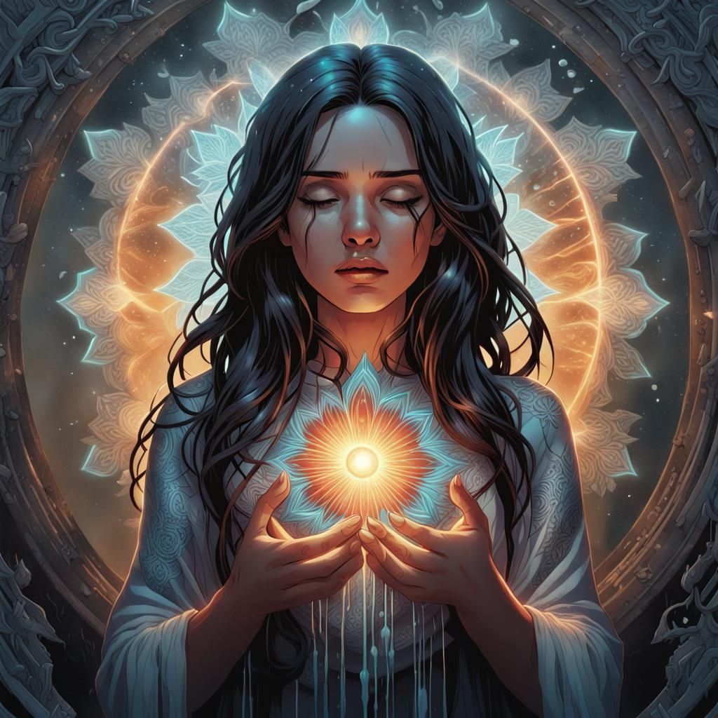 Woman with Magical Mandala: Comic Book Art