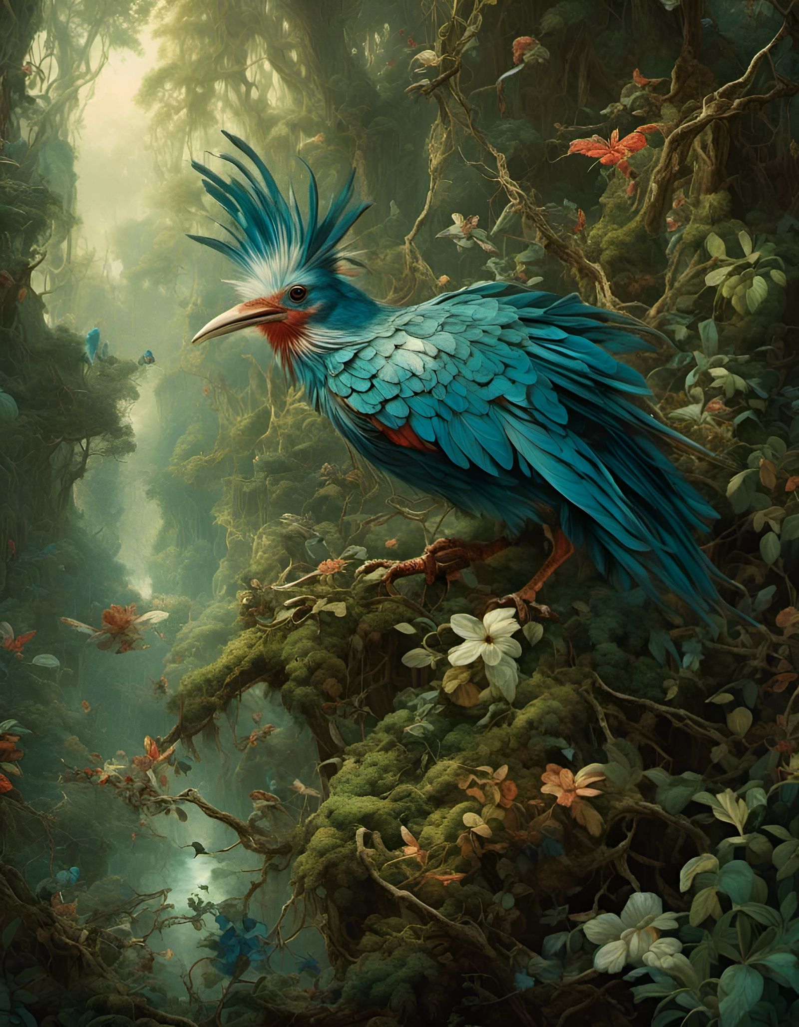 Rare Bird in Epic Forest: Audubon Style