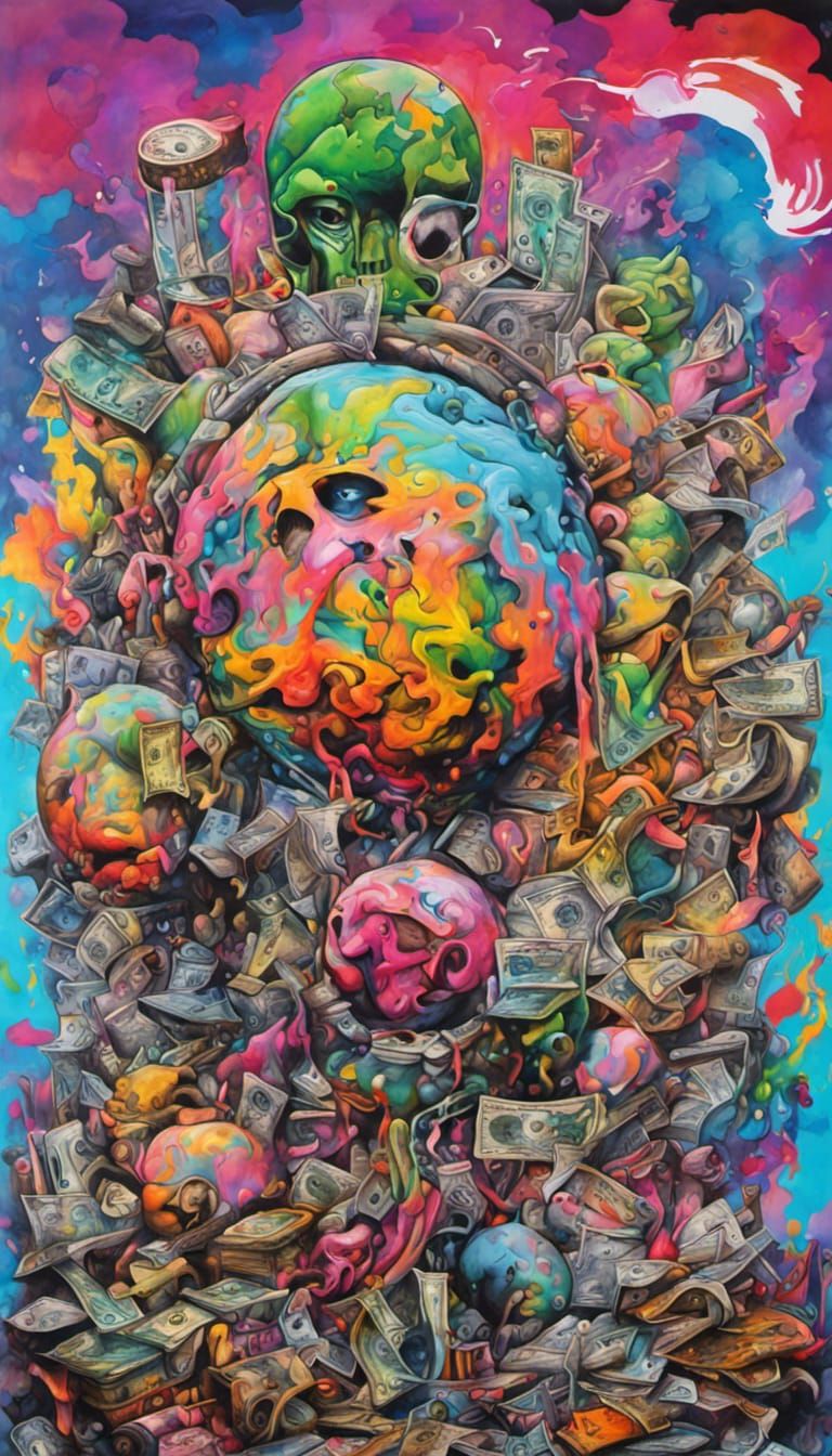 Psychedelic Graffiti Art: Money Rules the World