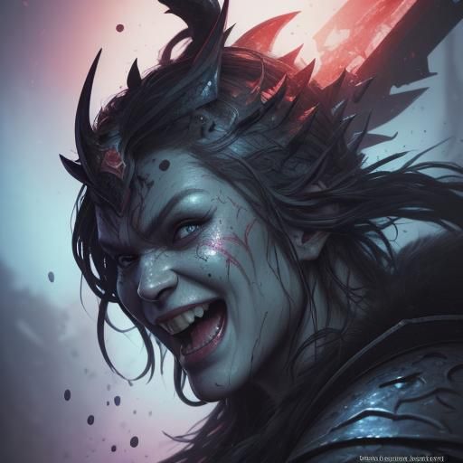 Happy Berserker in Hyperrealistic Splash Art Style