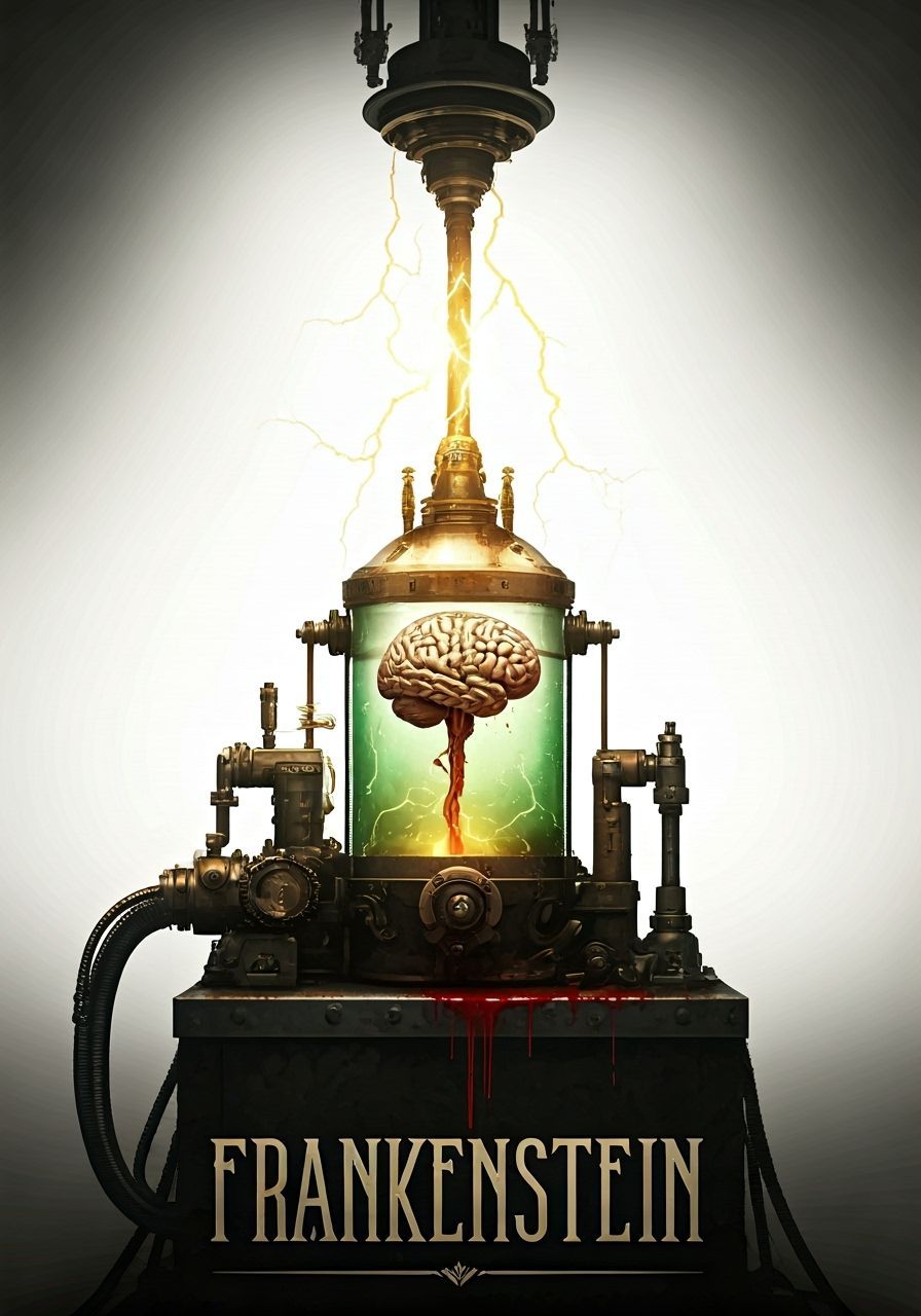 Steampunk Brain in Vat Movie Poster Concept Art