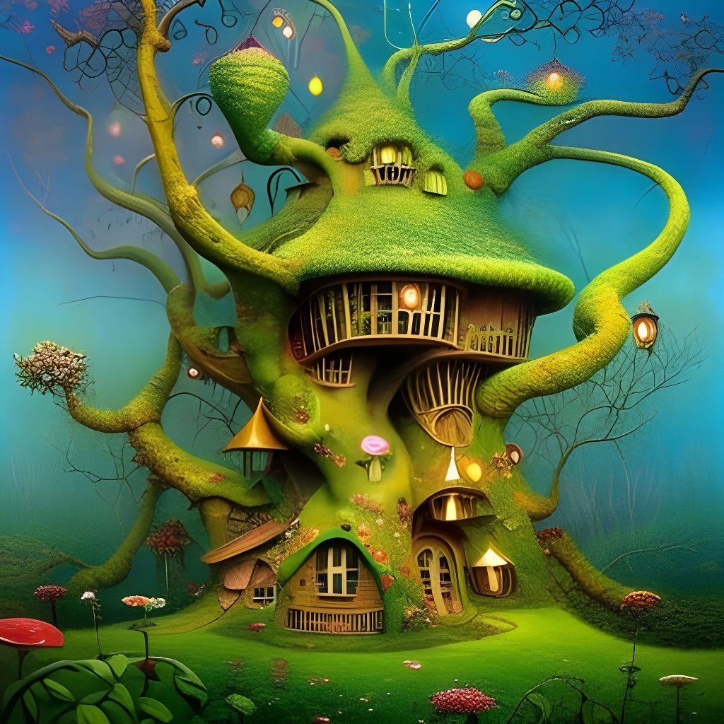 Enchanting Fairy Treehouse in Whimsical Fairytale Style