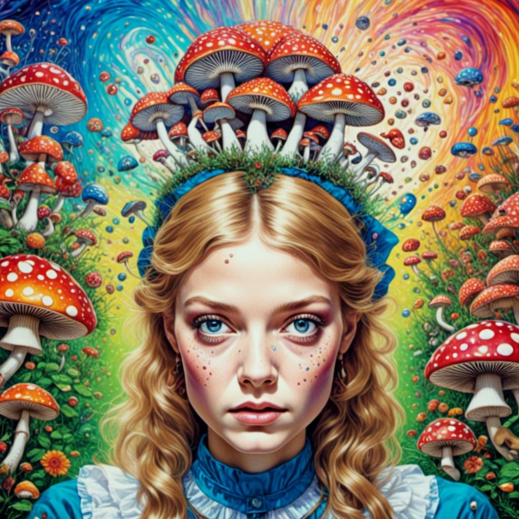 Psychedelic Alice: A Trippy Wonderland Portrait